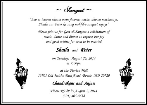 Sangeet ceremony invitation card 1 - Parekh Cards